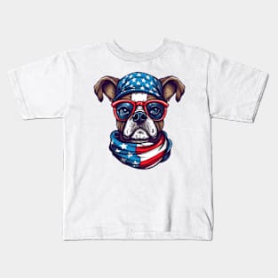 Patriotic Dog, 4th of July Design Kids T-Shirt